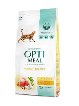 Сухий корм для дорослих котів Optineal Nutrient Balance з куркою 10 кг (4820083905582)