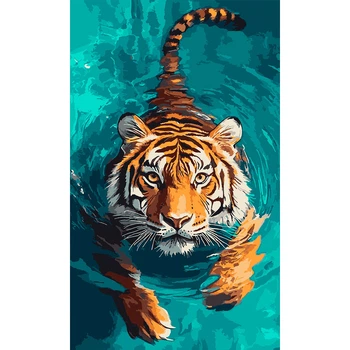 Картина за номерами SANTI Тигр у воді 30х50 см (955653)