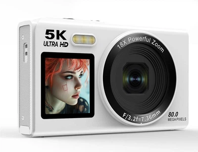 Цифрова камера S150 5K Wi-Fi 80 МП 18x зум AF автофокус microSD до 256 ГБ компактна камера для фото і відео White