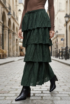 Спідниця міді з воланами Zara 8699/209 M Зелена (08699209529М)