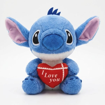 Мягкая Плюшевая Игрушка Стич Синий с Сердцем I Love You Lilo & Stitch 30 см