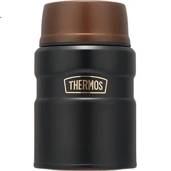 Термокружка THERMOS с вакуумной изоляцией, термосупница объемом 520 мл, термоконтейнер для обеда из нержавеющей стали 316, бутылка для воды с широким горлышком и ложкой, TSK2-520S BK