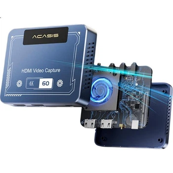 Карта видеозахвата Acasis, 4K 60 Гц HD прямая трансляция, HDMI-кабель, прямая трансляция с камер Sony, совместима с Switch 2, подходит для телефонов, планшетов, iPad, компьютерных игр и прямой трансляции, VC-009Pro