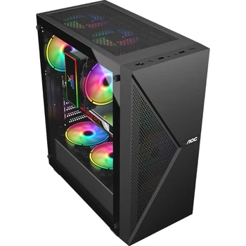 Игровой компьютерный корпус AOC CG272B (ATX, поддержка водяного охлаждения 240 мм, отсеки для накопителей U3, 8 мест для вентиляторов, сетчатая передняя панель, боковое окно из стекла, 7 слотов PCI)