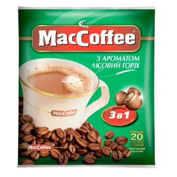 Кофейный напиток MACCOFFEE 3в1 Лісовий Горіх 20 х 18 г
