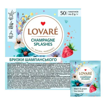 Чай пакетований Lovare Champagne Splashes 50 х 2 г чорний та зелений