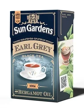Черный чай Sun Gardens Earl Grey (Эрл Грей) заварной листовой с бергамотом, 100 г