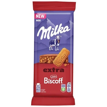 Milka Extra Biscoff — молочний шоколад з печивом Lotus Biscoff 190 г