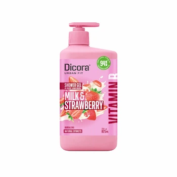 Гель для душу Dicora Urban Fit поживний з вітаміном В Полуниця і молоко 825 мл
