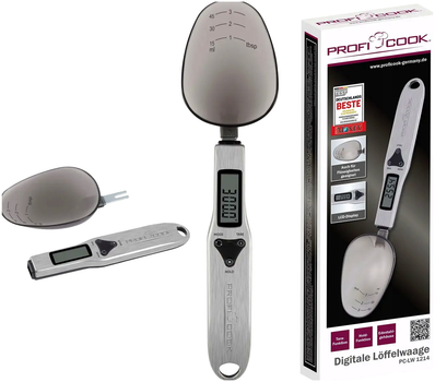 Цифровые весы ложка 300 г 0 1 г для кухни металл Profi Cook SE1015