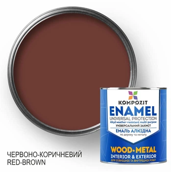 Емаль алкідна ПФ-115 Kompozit, Глянець, Червоно-коричневий 0,9 кг