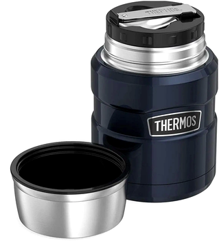 Термос для еды 0,47 л с ложкой для пикника нержавеющая сталь синий Thermos SE1098