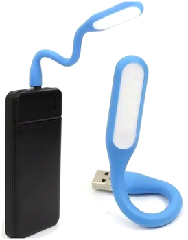 Светодиодная USB лампа 17 см гибкая для ноутбуков и повербанков голубая SE0481