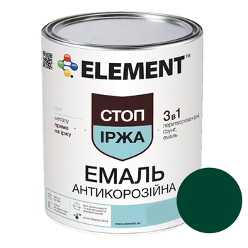 Грунт-емаль 3в1 по іржі антикорозійна для металу матова ELEMENT 2 кг Темно-зелений