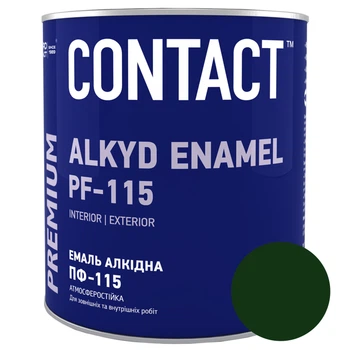 Емаль алкідна глянцева Contact ПФ-115 0.9 кг темно-зелена