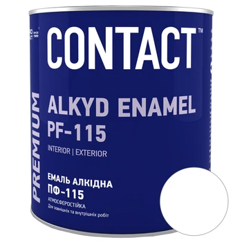 Емаль алкідна глянцева Contact ПФ-115 біла 0.9 кг