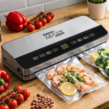 Вакууматор для продуктов с дисплеем с автоматической запайкой Zepline ZP-00359 Вакуумный упаковщик 200 Вт 20 пакетов
