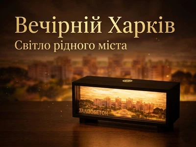 3D LED ночник "Харков. Железобетон" с панорамой Госпрома, Украина, аккумулятор, USB Type-C, сенсорное управление
