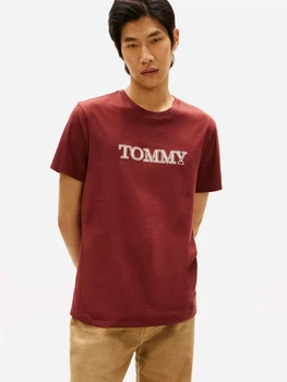 Футболка хлопковая длинная мужская Tommy Hilfiger 681032842 L Бордовая (1159862834)