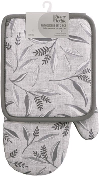 Набор прихваток для кухни ARDESTO Grey leaves 18х20 см + 18х30 см серый (ART14GL)