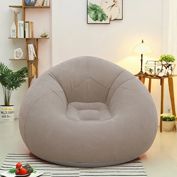 Надувное кресло-лежанка Lazy Chair с флисом 99×59,5 см Бежевое