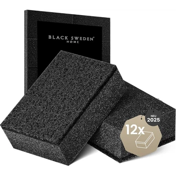 Набір губок для миття посуду 12 шт. чорний Black Sweden Home