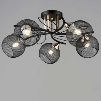 Люстра потолочная в стиле лофт Light House SRS-20283/5 BK+FGD черная + золото