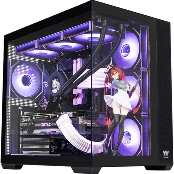 Корпус для комп'ютера Thermaltake (TT) Steel Shadow Transparent EX Seaside View, чорний (материнська плата ATX/Type-C/підтримка водяного охолодження 360 мм/10 позицій для вентиляторів/для відеокарти 4090)