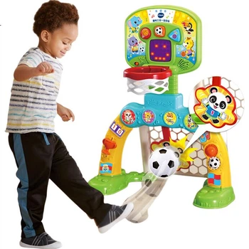 Детская игрушка VTech, увлекательная спортивная площадка «три в одном», баскетбольное кольцо для игры в помещении и на открытом воздухе, футбольные ворота, подарок на день рождения для мальчиков и девочек.