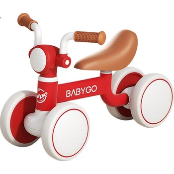 Дитячий балансувальний велосипед BG-BABYGO для віку 1-3 роки, чотириколісний самокат, ходунки для малюків, безпедальна іграшка-планер, рубіново-червоний