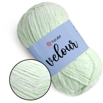YarnArt Velour, Мята №845 - плюшевая пряжа ЯрнАрт Велюр 100 г / 170 м, 100% микрополиэстер, для джемперов, кардиганов, шапок и аксессуаров