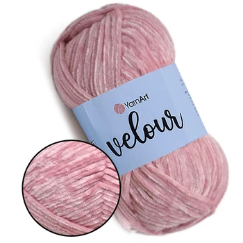 YarnArt Velour, Рожева пудра №862 - плюшева пряжа ЯрнАрт Велюр 100 г / 170 м, 100% мікрополіестер, для джемперів, кардиганів, шапок і аксесуарів