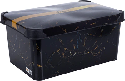 Контейнер для зберігання з кришкою Violet House Decor Marble Black 10 л (0647 DECOR Marble BLACK з/кр. 10)