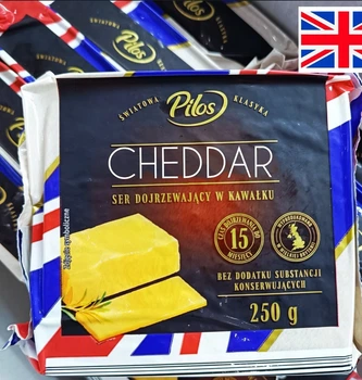 Cир Чеддар твердий Pilos Cheddar Gauda Ser Dojrzewajacy v kawalku Пілос Брусок 250г
