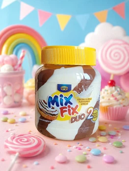 Шоколадна крем Паста полосата Kruger Mix Fix Duo2 Cocoa&Milk Flavoured Spread Крюгер Мікс Фікс смак какао-молочна 350г
