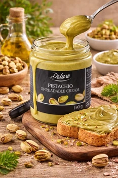 Фісташкова паста Десертний Крем Deluxe Pistachio Spreadable Cream 45% Делюкс розкішна паста для намазування Баночка 190г