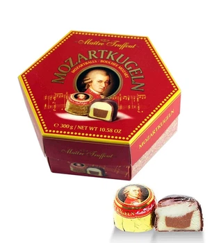 Цукерки шарики Моцарта Maitre Truffout Mozart Kugeln Майстер Труфо Моцарткугель Праліне фісташка з марципаном Бокс 300г