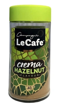 Кава розчинна LeCafe Crema Hazelnut Flavour Coffee Лекафе Крема смак лісові Горішки Гранули 40 порцій Банка 75г