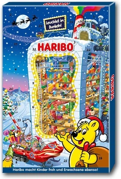 Набір Подарунок Новорічний Адвент календар Haribo Advent calendar Leuchtet im Dunkeln пакетики цукерок Харібо Дитячий 300г