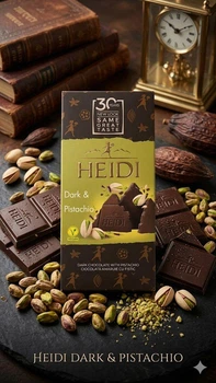 Шоколад чорний Heidi Dark&Pistachio Dark Chocolate 48% Хайді плитка хрумка Фісташка в темному шоколаді Плитка 80г