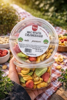 Суміш фруктів сублімовані 1111 Brothers King nuts Premium dried Fruits Mix Кінг полуниця та Тропічні плоди Асорті Відерко 80г