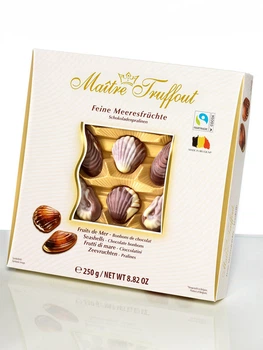 Цукерки морські Мушлі Maitre Truffout Feine Meeresfrüchte sea Shells White Майстер Труфо ракушки праліне Асорті Коробка 250г