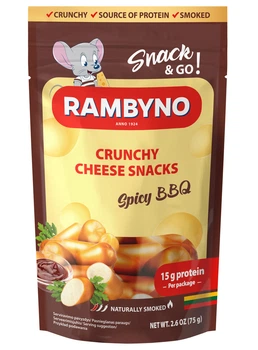 Снеки з копченим сиром барбекю Закуска Rambyno cruncy Smoked cheese Snacks&Go BBQ Рамбіно Спайсі пікатний перець Chipotle 75г