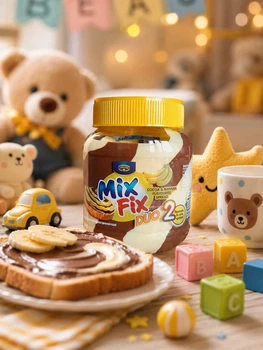 Шоколадна крем Паста полосата Kruger Mix Fix Duo2 Cocoa&Banana Flavoured Spread Мікс Фікс зі смаком Какао та Банана 350г