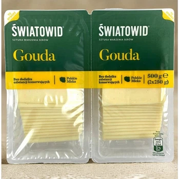 Сир Гауда нарізка Swiatowid Gauda 2pieces Святовід Гауда слайси 2шт 500г