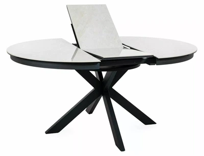 Стол PORTO CERAMIC 120(160)*120 бежевый TAJ MAHAL/черный