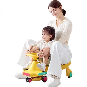Детская машинка-каталка Babycare Anti-Rollover Twist для детей 3-6 лет, желтая, базовая модель, без музыки.