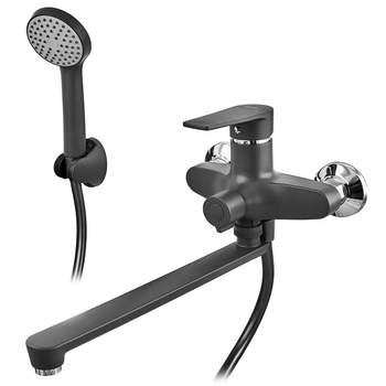 Смеситель для ванны PLAMIX OSCAR-006 EURO SET BLACK (со шлангом, лейкой и кронштейном) (MX1896)