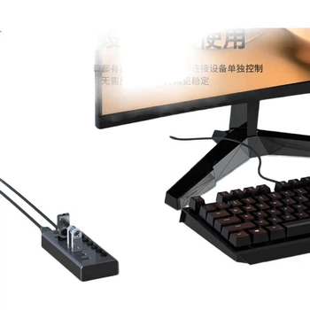 USB-концентратор Aigo с семью портами, док-станция расширения с независимым блоком питания, многопортовая док-станция расширения USB 3.0, конвертер для ноутбука, удлинительный кабель USB H07 (металлический)