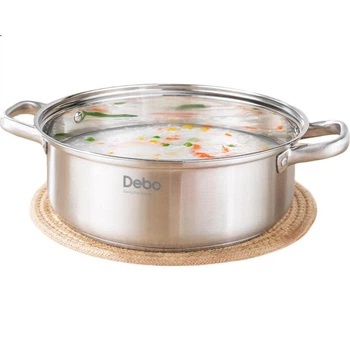 Супник Debo з нержавіючої сталі Hot Pot, сумісний з індукційними, газовими та плитами з відкритим вогнем, з подвійним дном та кришкою, 26 см